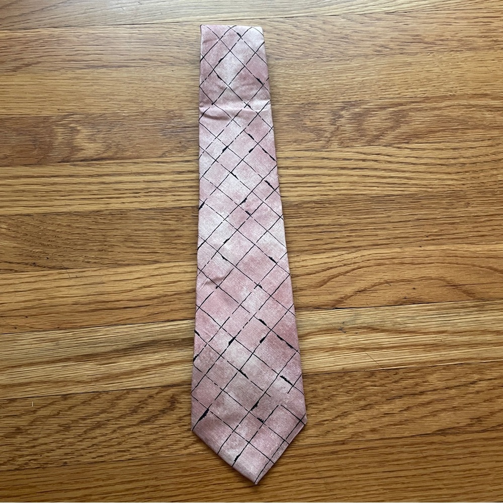 Vintage Fendi Men's Pink Plaid business formal Dress Tie